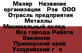 Маляр › Название организации ­ Рза, ООО › Отрасль предприятия ­ Металлы › Минимальный оклад ­ 40 000 - Все города Работа » Вакансии   . Приморский край,Уссурийский г. о. 